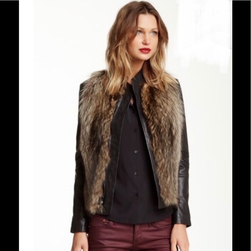 Haute Hippie Raccoon Fur & Leather Jacket Small - Picture 3 of 8